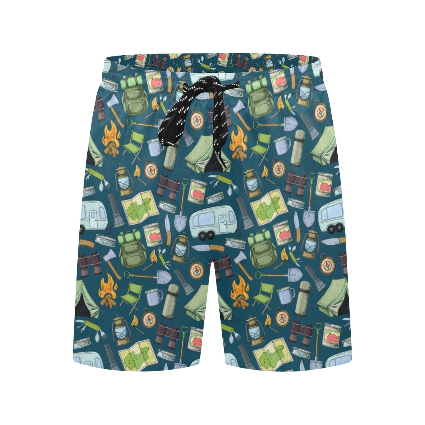 Camping Pattern Print Design 02 Men's Swim Trunks Beach Shorts