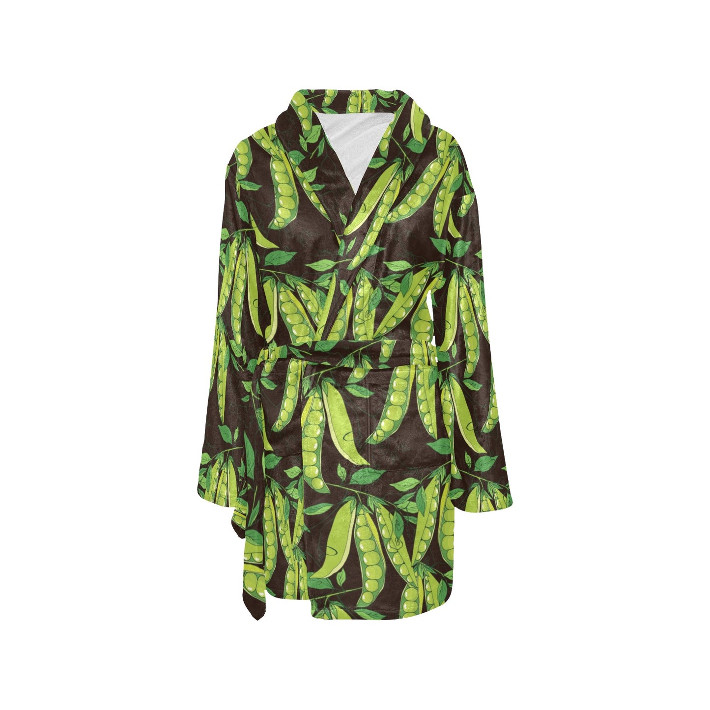 Peas Pattern Print Design A03 Women's Fleece Robe