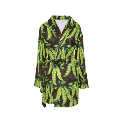 Peas Pattern Print Design A03 Women's Fleece Robe