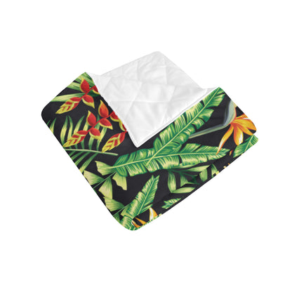 Hawaiian Flower Tropical Palm Leaves Premium Quilt
