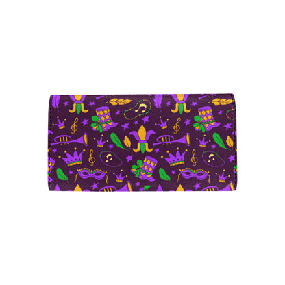 Mardi Gras Pattern Print Design 08 Women's Trifold Wallet
