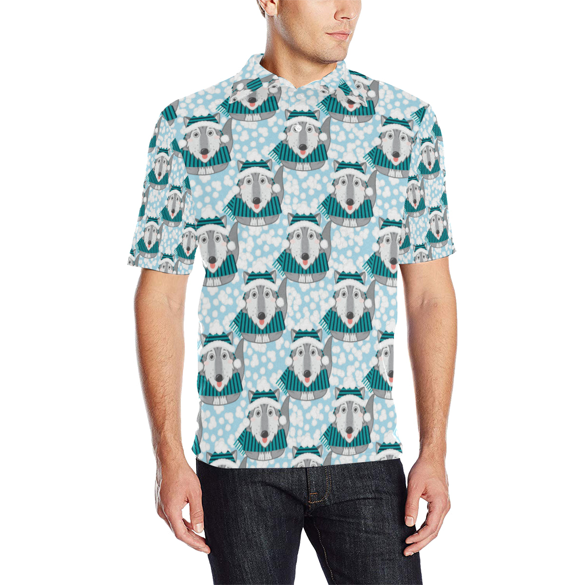 Alaskan Malamute Pattern Print Design 01 Men Polo Shirt