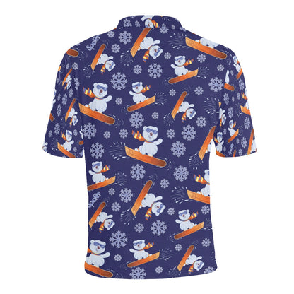 Snowboard Bear Print Design LKS305 Men Polo Shirt