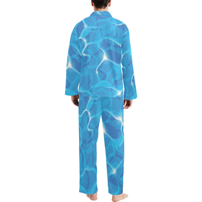 Ocean Reflex Pattern Print Design A02 Men's Long Pajama Set