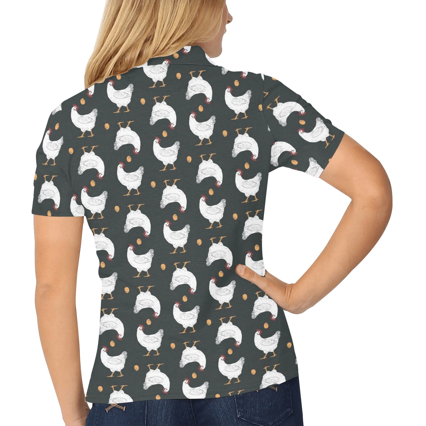 Chicken Pattern Print Design 06 Women's Polo Shirt