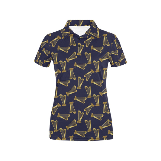 Harp Print Design LKS401 Women's Polo Shirt