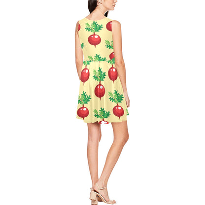 Radish Pattern Print Design A02 Sleeveless Dress