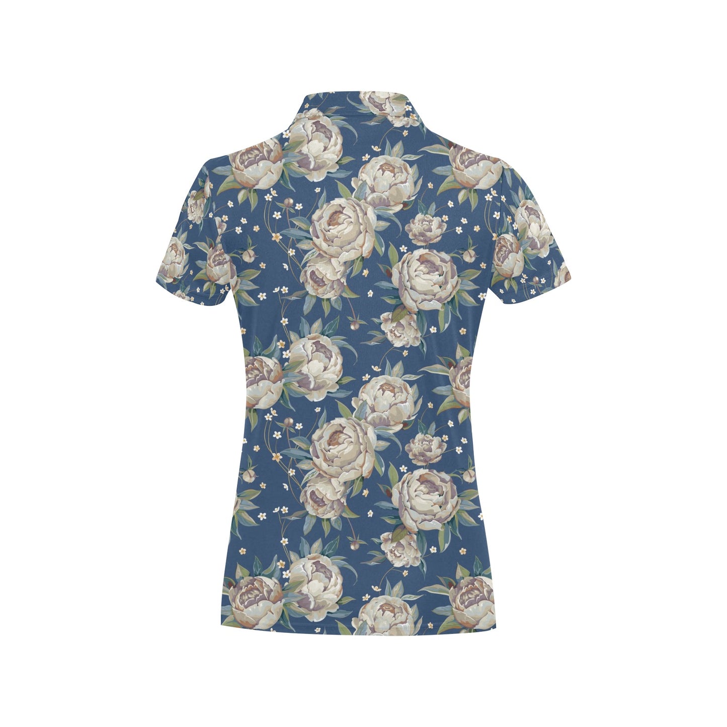 Peony Pattern Print Design A03 Women's Polo Shirt