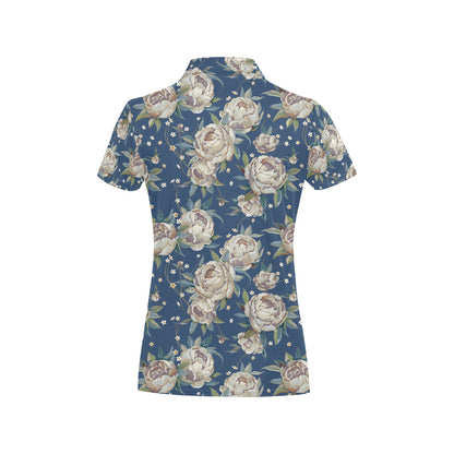 Peony Pattern Print Design A03 Women's Polo Shirt