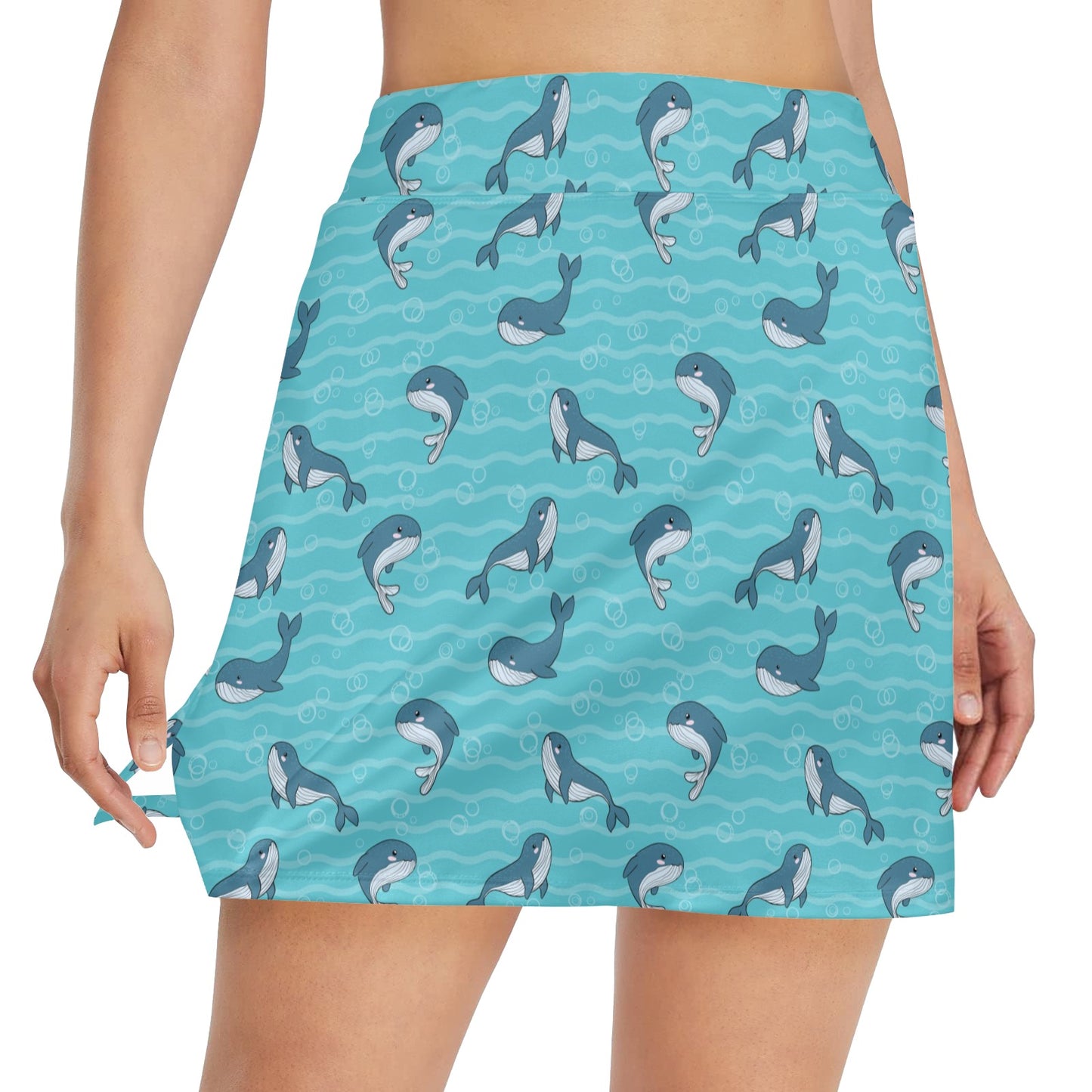 Whale Print Design LKS303 17" Golf & Pickleball Skort with Pockets