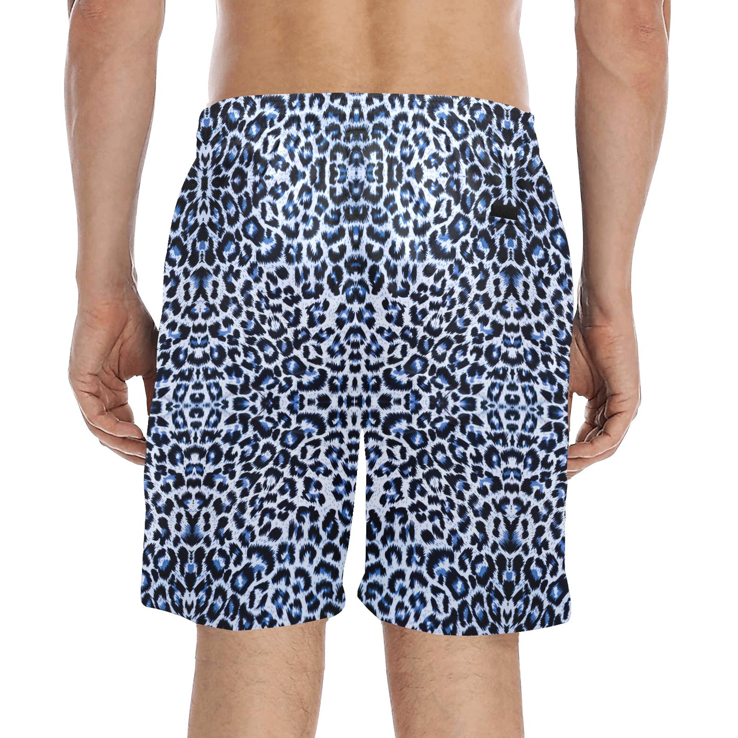 Leopard Blue Skin Print Men's Swim Trunks Beach Shorts