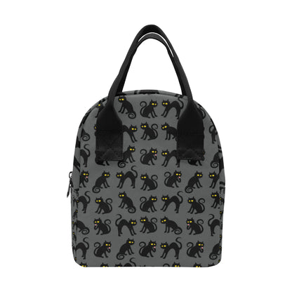 Black Cat Cute Print Pattern Insulated Lunch Bag