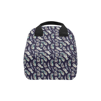 Feather Vintage Boho Design Print Insulated Lunch Bag