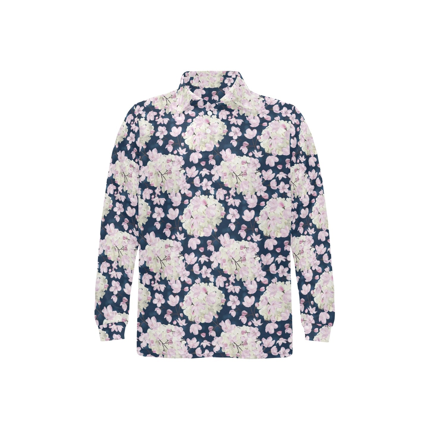 Sakura Print Design LKS305 Long Sleeve Polo Shirt For Men's