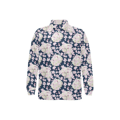 Sakura Print Design LKS305 Long Sleeve Polo Shirt For Men's