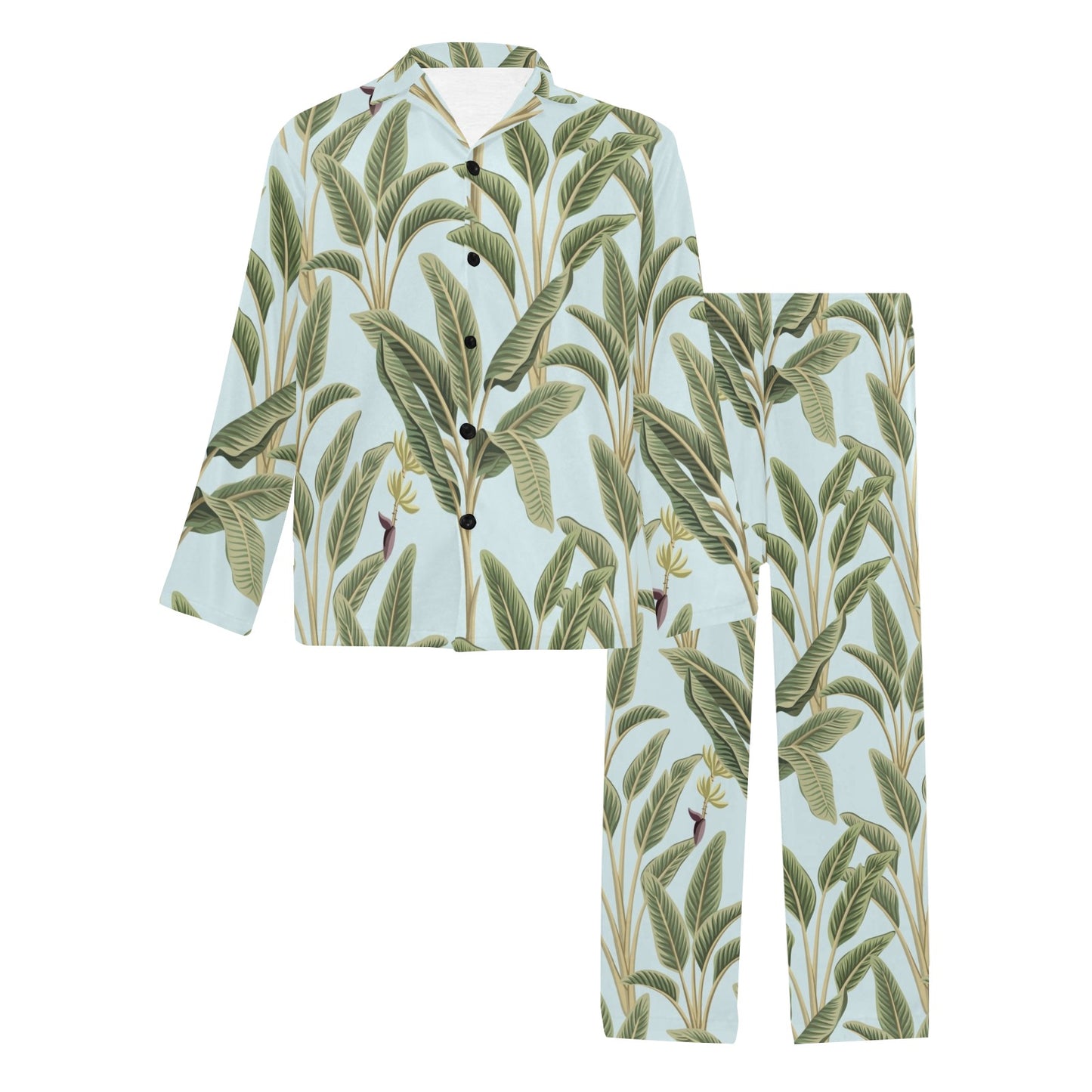 Banana Leaf Pattern Print Design BL03 Men's Long Pajama Set