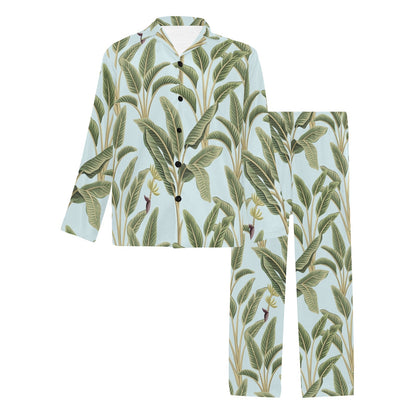 Banana Leaf Pattern Print Design BL03 Men's Long Pajama Set