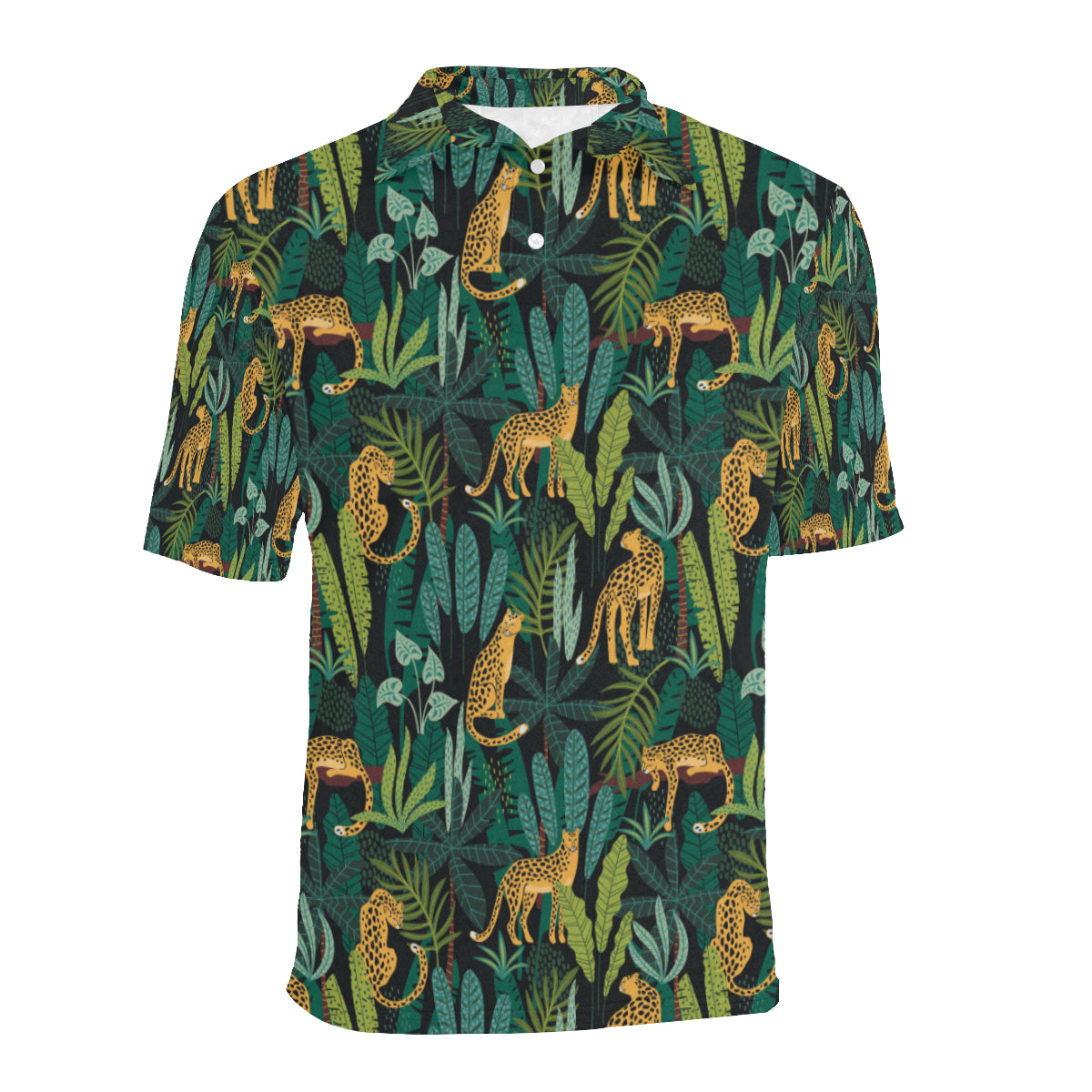 Jaguar Jungle Pattern Print Design 03 Men Polo Shirt