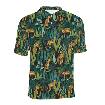 Jaguar Jungle Pattern Print Design 03 Men Polo Shirt