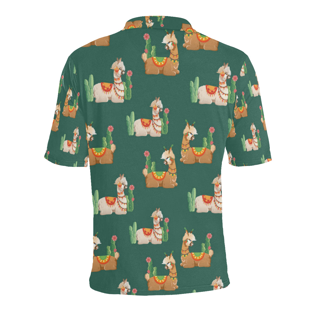 Llama Cactus Pattern Print Design 07 Men Polo Shirt