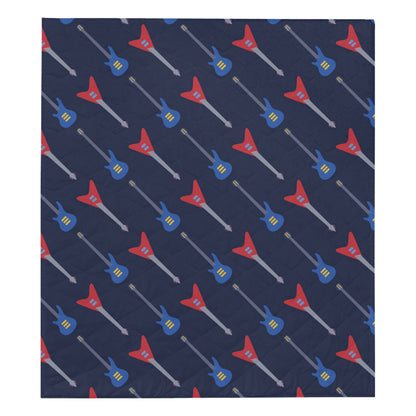 Electric Guitar Pattern Print Design 01 Premium Quilt
