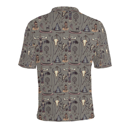 Native Indian life Design Print Men Polo Shirt
