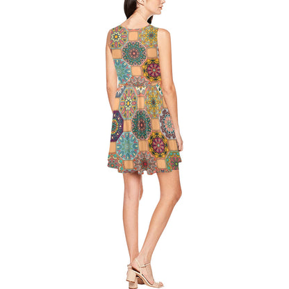 Boho Pattern Print Design 07 Sleeveless Dress