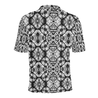 Tie Dye Black White Design Print Men Polo Shirt