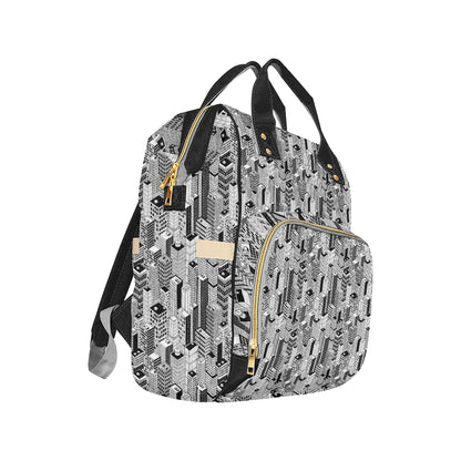 City  Pattern Print Design 02 Diaper Bag Backpack