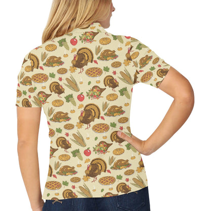 Thanksgiving Print Design LKS302 Women's Polo Shirt