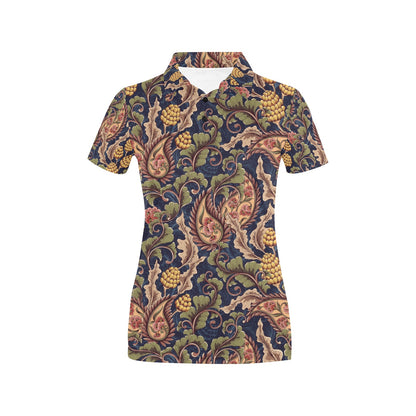 Floral Vintage Classic Print Women's Polo Shirt