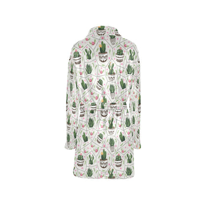 Cactus Pattern Print Design 04 Women's Fleece Robe