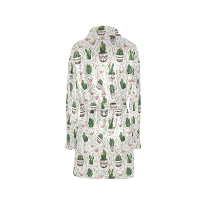 Cactus Pattern Print Design 04 Women's Fleece Robe