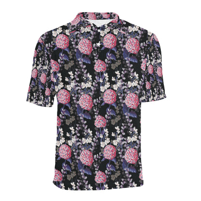 Hydrangea Pattern Print Design HD04 Men Polo Shirt