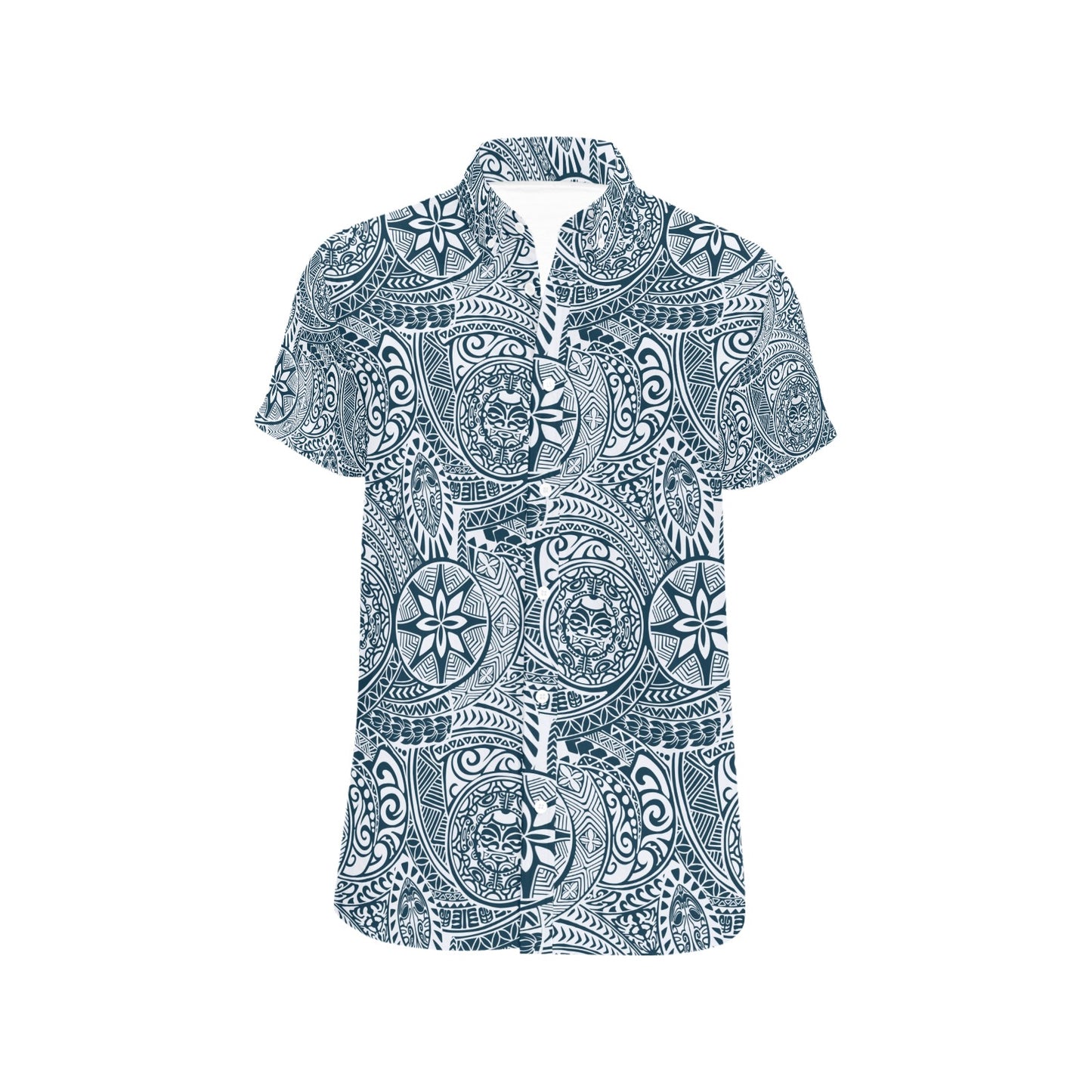 Samoan Pattern Print Design LKS306 Men Short Sleeve Button Up Shirt