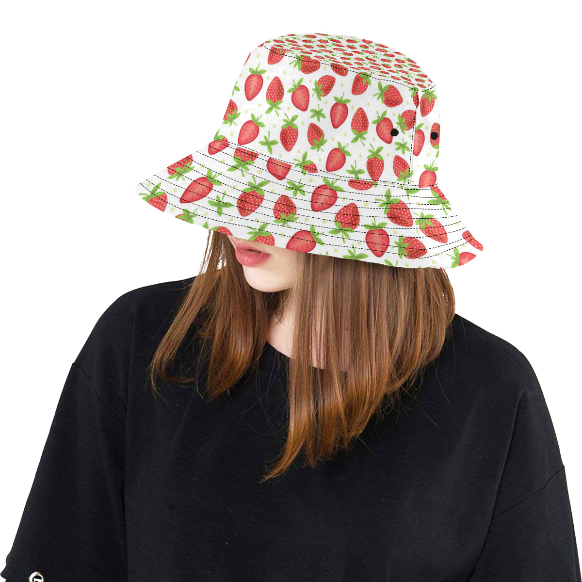 Strawberry Pattern Print Design SB07 Unisex Bucket Hat