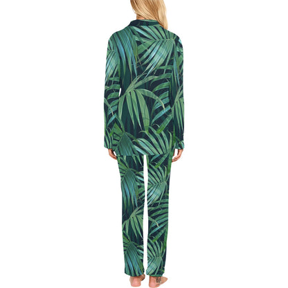 Tropical Flower Pattern Print Design TF011 Women's Long Pajama Set