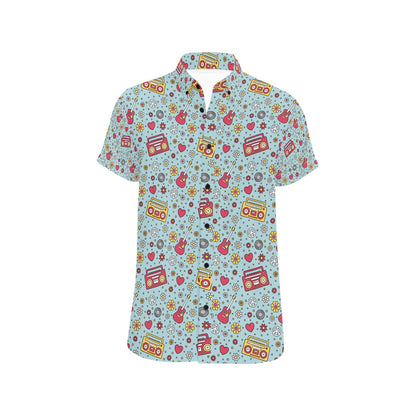 Hippie Print Design LKS307 Men Short Sleeve Button Up Shirt