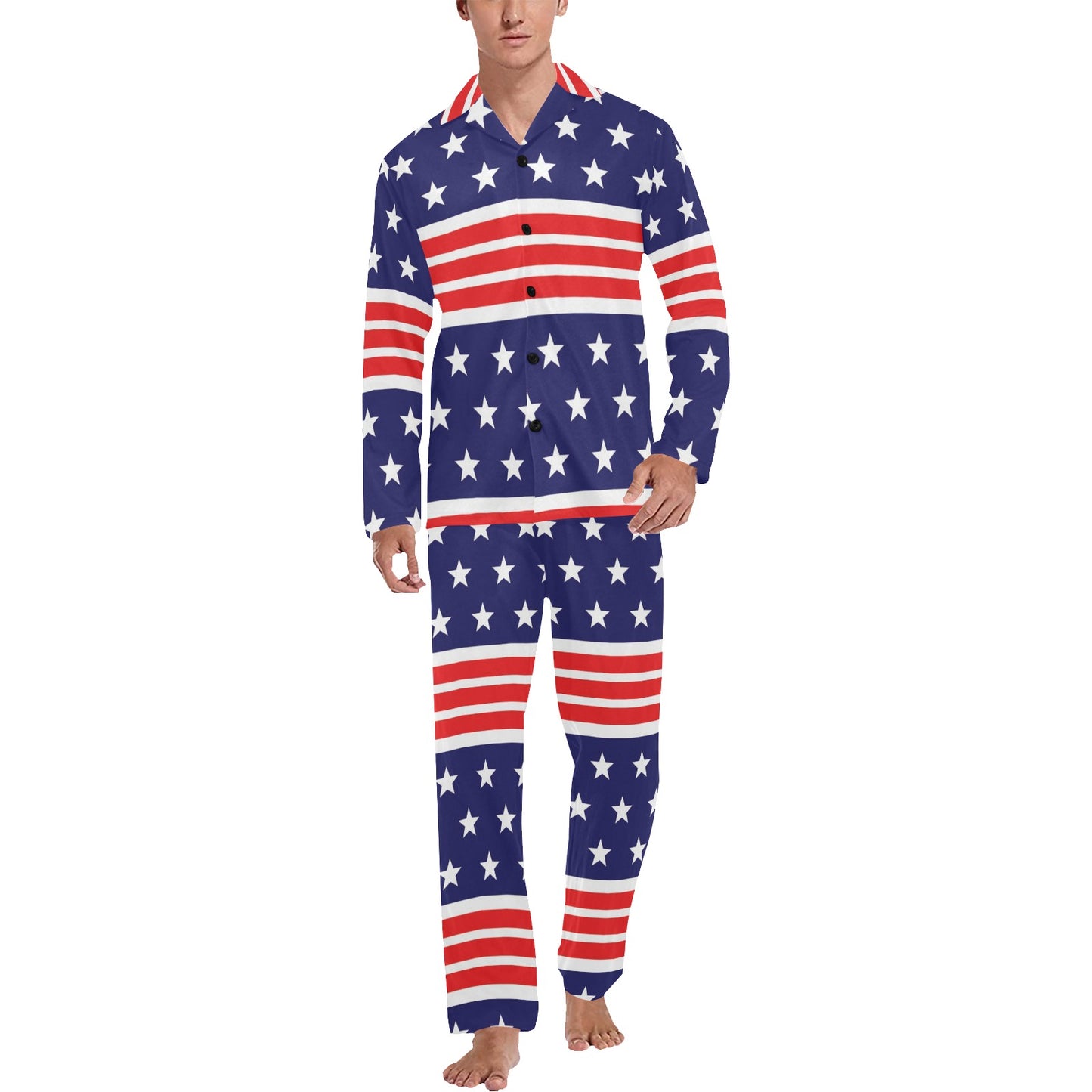 Patriotic Pattern Print Design A04 Men's Long Pajama Set