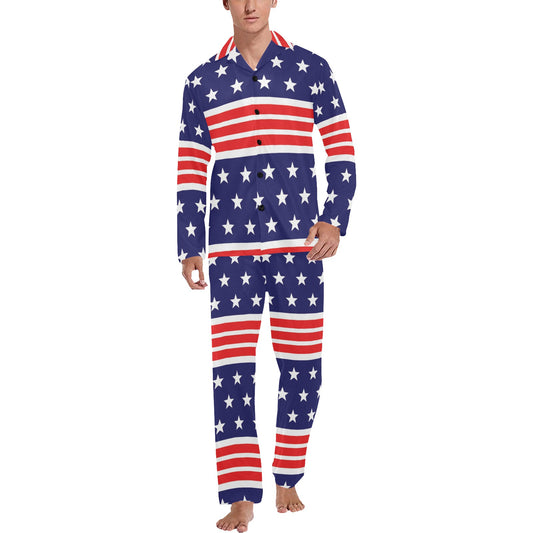 Patriotic Pattern Print Design A04 Men's Long Pajama Set