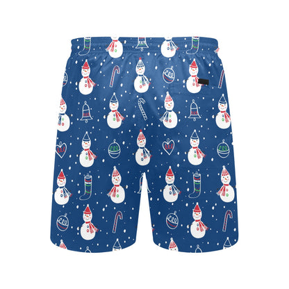 Snowman Print Design LKS306 Men's Swim Trunks Beach Shorts