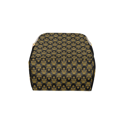 Steampunk Gold Owl Design Themed Print Diaper Bag Backpack