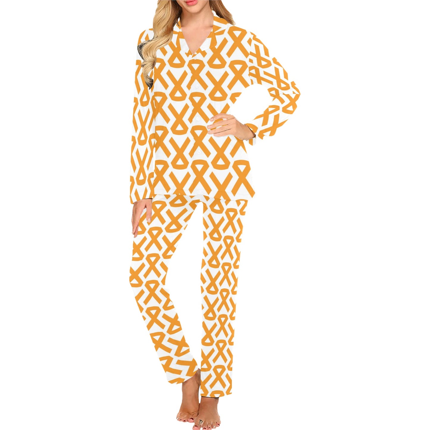 Appendix cancer Pattern Print Design 02 Women's Long Pajama Set