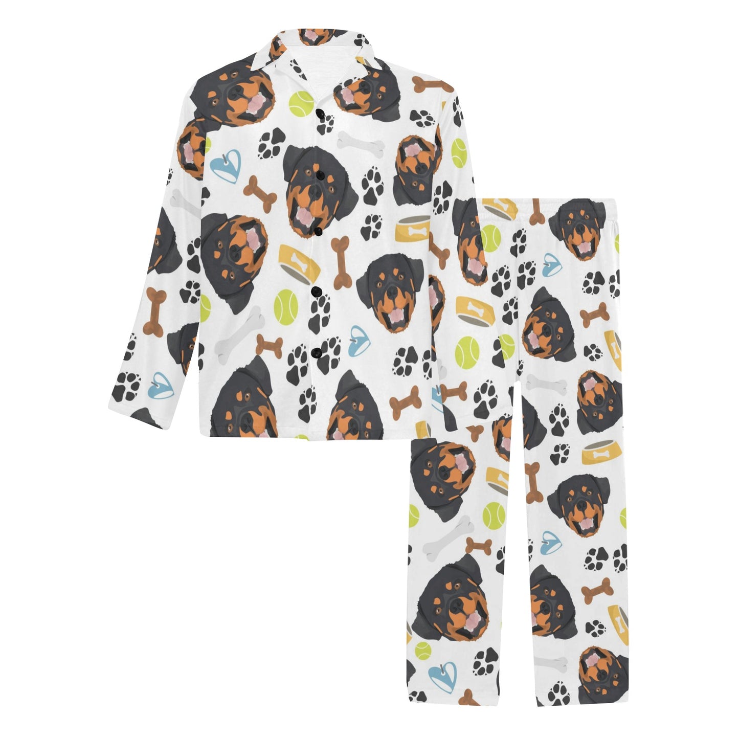Rottweiler Pattern Print Design A04 Men's Long Pajama Set