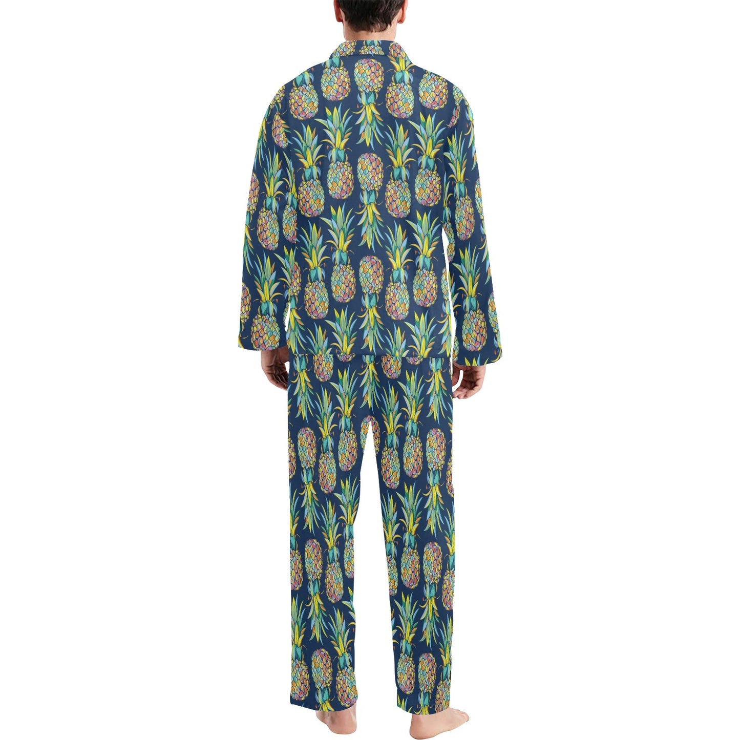 Pineapple Color Art Men's Long Pajama Set