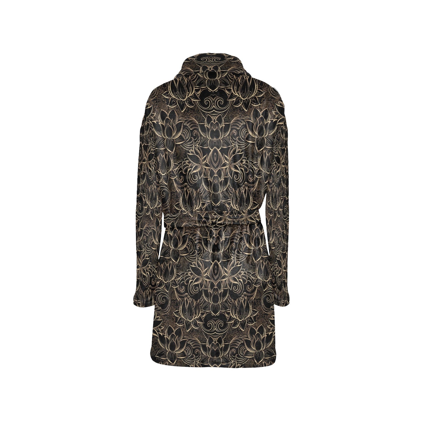 Lotus Gold Mandala Design Themed Women's Fleece Robe