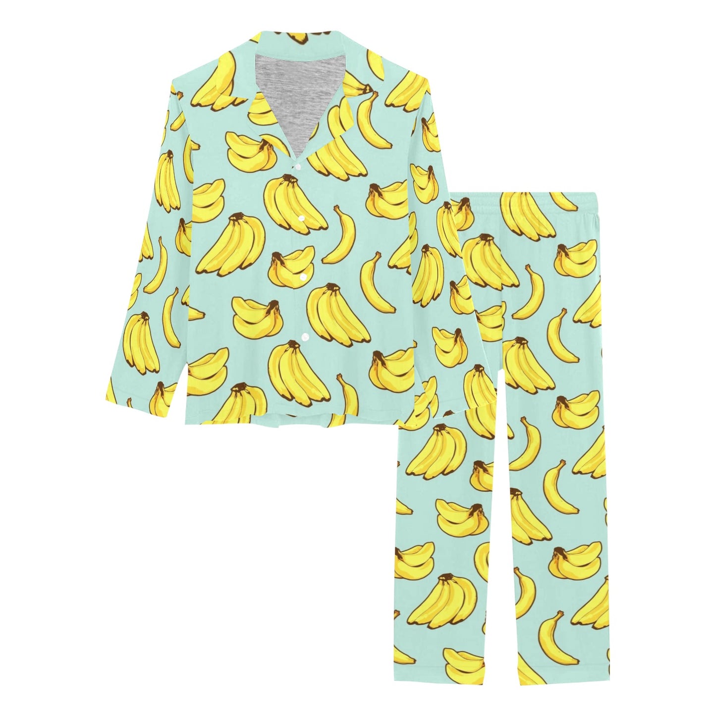 Banana Pattern Print Design BA04 Women's Long Pajama Set