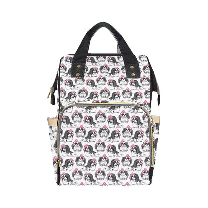 Japanese Chin Pattern Print Design 01 Diaper Bag Backpack