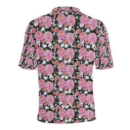 Dahlia Pattern Print Design 02 Men Polo Shirt