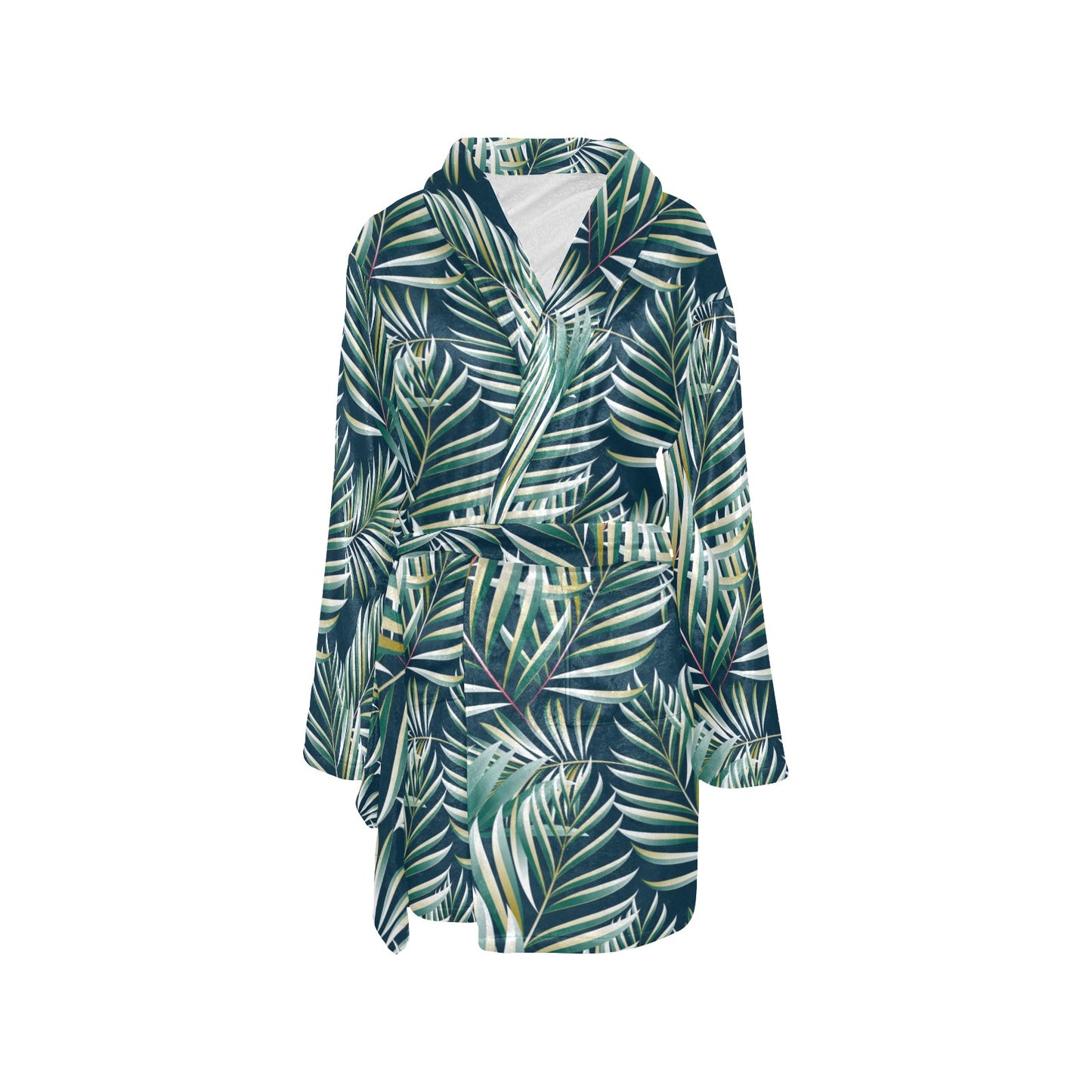 Sun Spot Tropical Palm Leaves hower Curtain Women's Fleece Robe